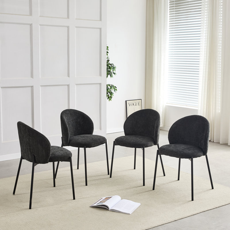 Fabric Upholstered Side Chair in Black