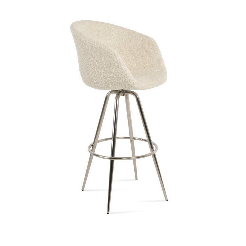 Tabouret de bar et de comptoir Tribeca Max, Poli, Tabouret de comptoir (siège d’une hauteur de 24, Blanc cassé