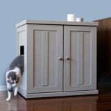 The Refined Litter Box - Wood Cat Litter Box Enclosure Cabinet with Drawer, Shaker Style