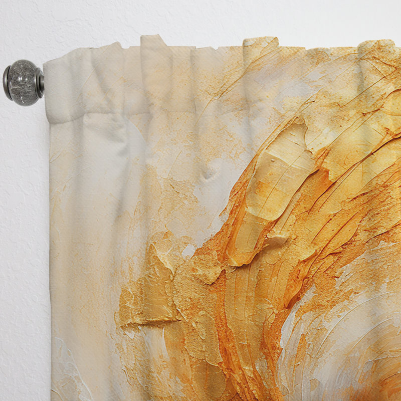 Gold Orange Desert Mirage Spiral Ii - Modern Velvet Curtain - Room Darkening - 1 Panel, 52" W x 108" L