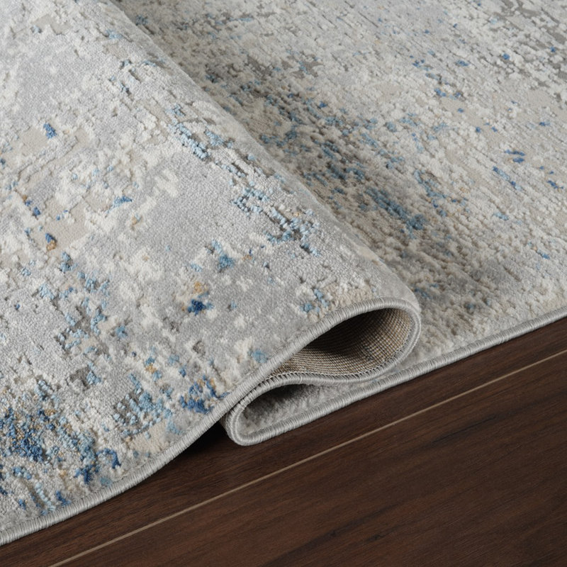 Stella Light Gray and Beige Rectangular Synthetic Rug