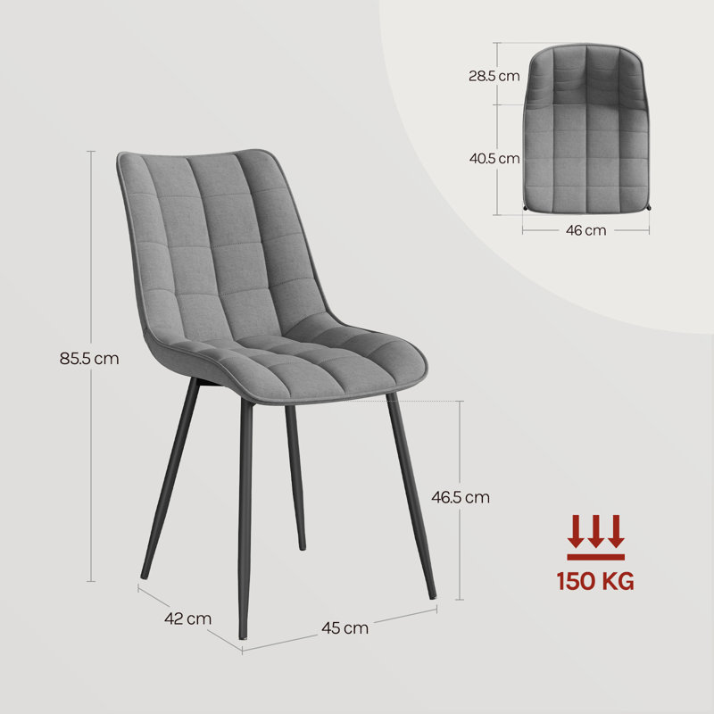 Vassar 46.5cm H Upholstered Side Chair, Hellgrau