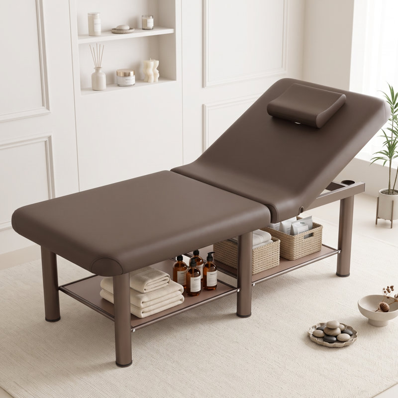 Table de massage professionnelle 75 po, table pliante en similicuir confortable, lit de massage avec dossier réglable et coussin de tête
