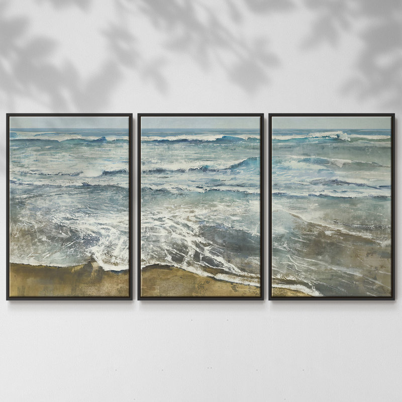 BEACHCOMBING - Toile encadrée multi-pièces, Noir, H 24 po x l 48 po x P 2 po