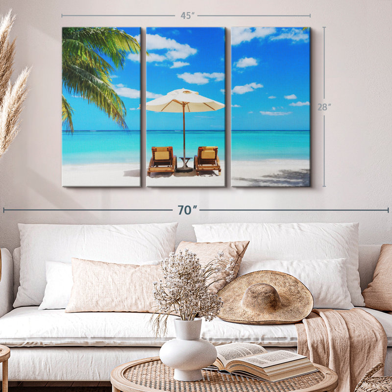 «Beach Deckchairs», 3 pièces, H 28 po x l 45 po