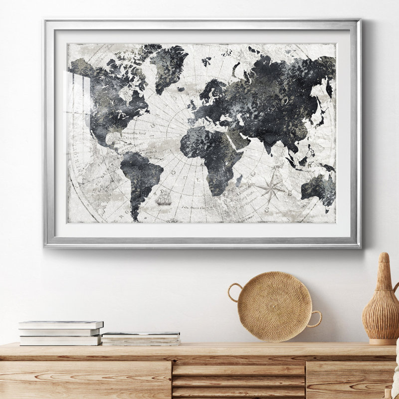 «Modern Atlas», impression encadrée, Cadre argenté, H 22,5 po x l 30,5 po x P 1,5 po