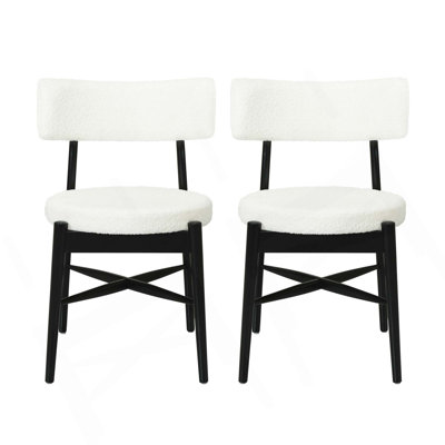 Mid-Century Modern Boucle Dining Chairs with Curved Unique Open Back(Set of 2)
