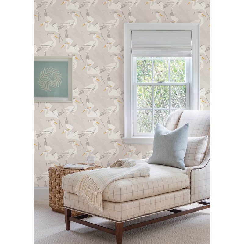 Papier peint adhésif taupe Coastal Wings, Beige