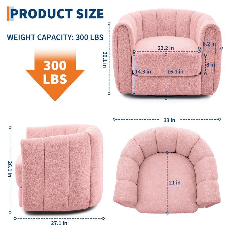 Fauteuil d'appoint pivotant Modern, Rose