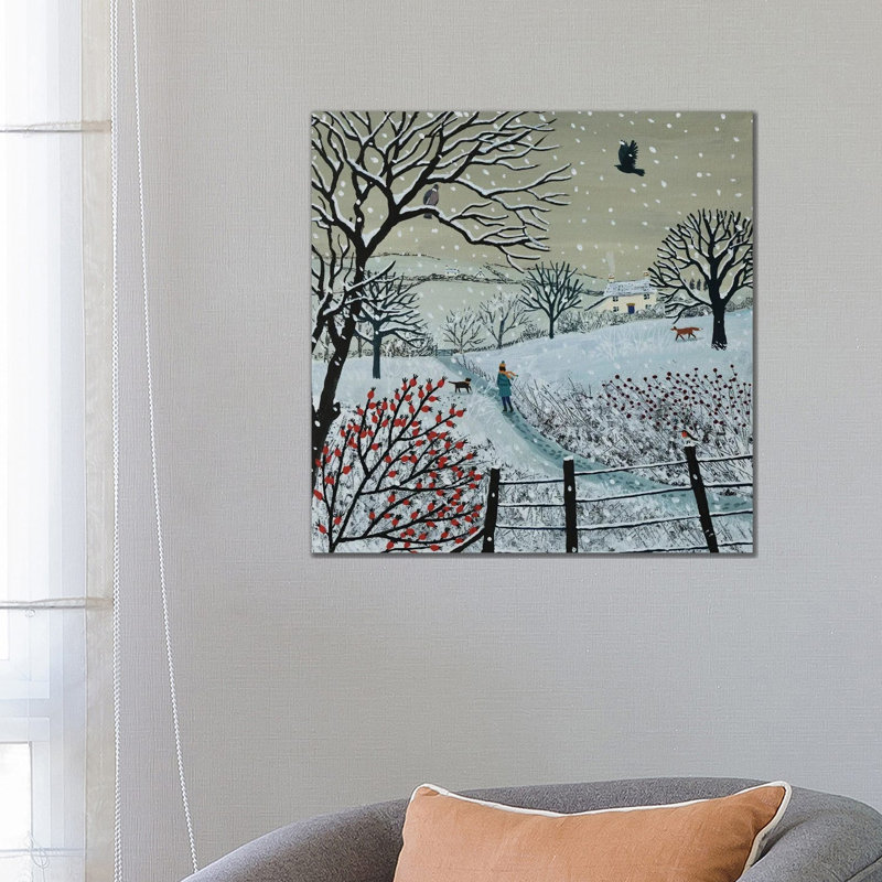 A Snowy Walk by Jo Grundy - Wrapped Canvas Print, 66.04 cm H x 66.04 cm W x 3.175 cm D