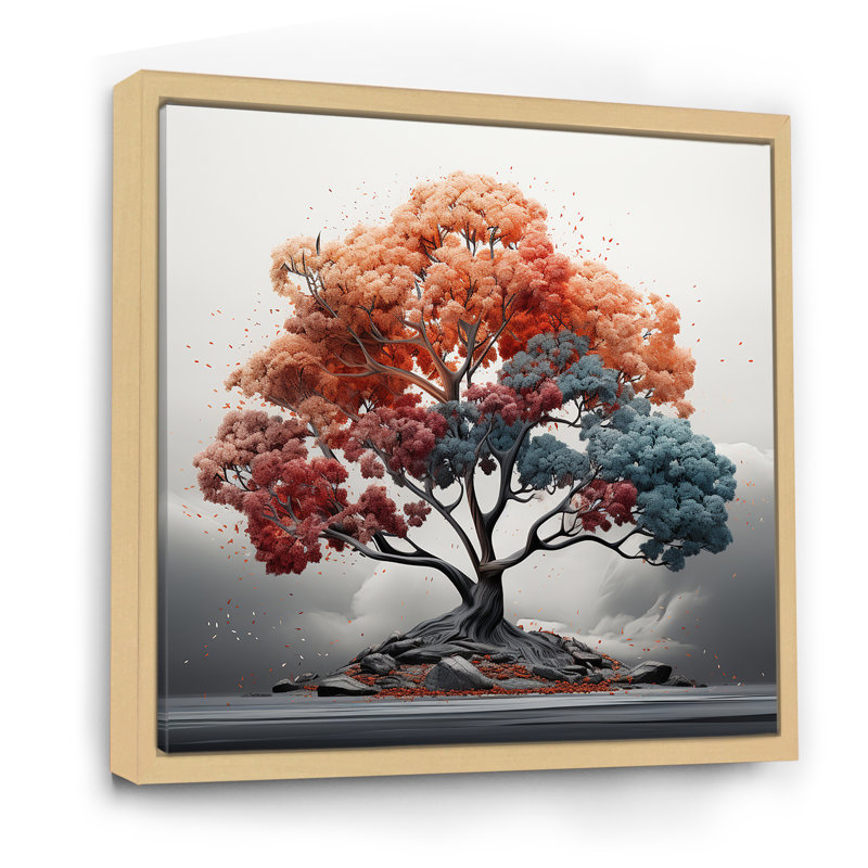 «Abstract Expression Maple Tree», reproduction sur toile, Cadre naturel flottant, H 16 po x l 16 po x P 1 po