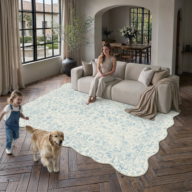 Tapis rétro festonné Rugvera, Rectangulaire 5 pi x 7 pi