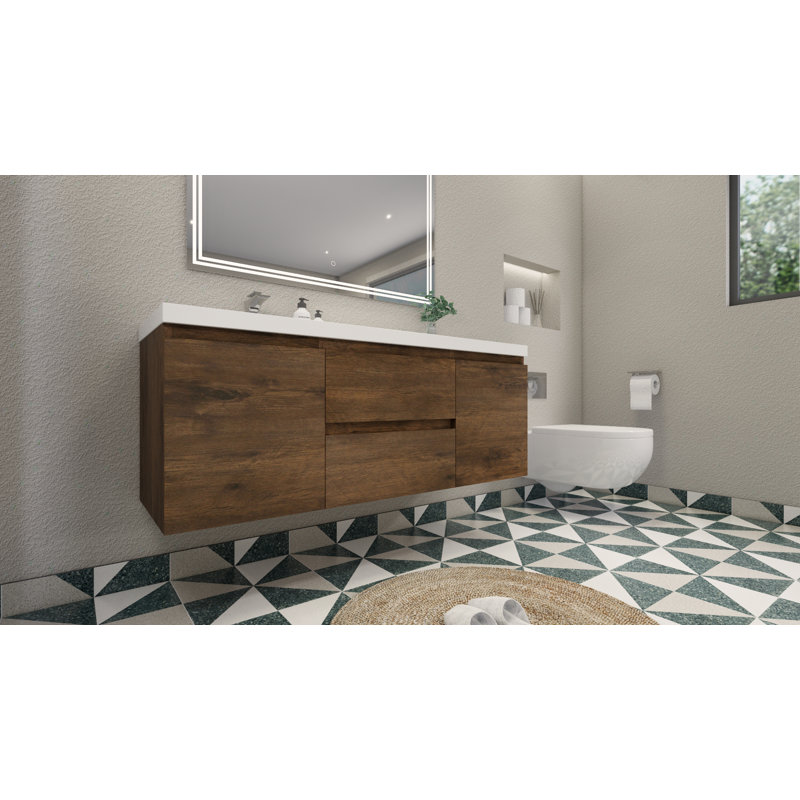 Ensemble de meuble-lavabo simple 60 po, Bois de rose