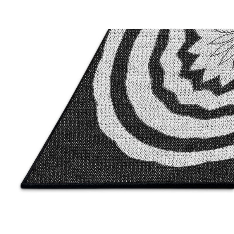 Tissé à la machine à la machine à motif floral en laine et polyester noir/gris Tapis décoratif, Rectangle 4 pi x 6 pi