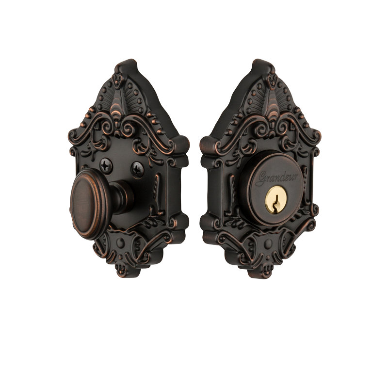 Grande Victorian Single Cylinder Deadbolt, Timeless Bronze