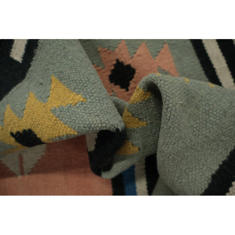 Tapis kilim coloré 5 x 10 avec motifs du sud-ouest