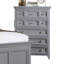 Commode de style transitionnel 1Pc Commode 9 tiroirs et boutons ronds en feutre avec tiroirs à roulement à billes à finition grise