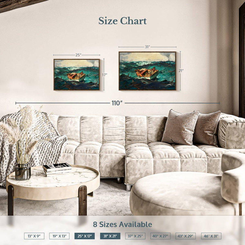 Le Gulf Stream 1899, 25 po x 17 po, Cadre flottant en noyer