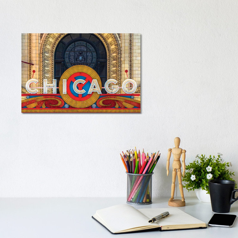 Chicago Theater Sign II by Raymond Kunst - Wrapped Canvas Print, 20.32 cm H x 30.48 cm W