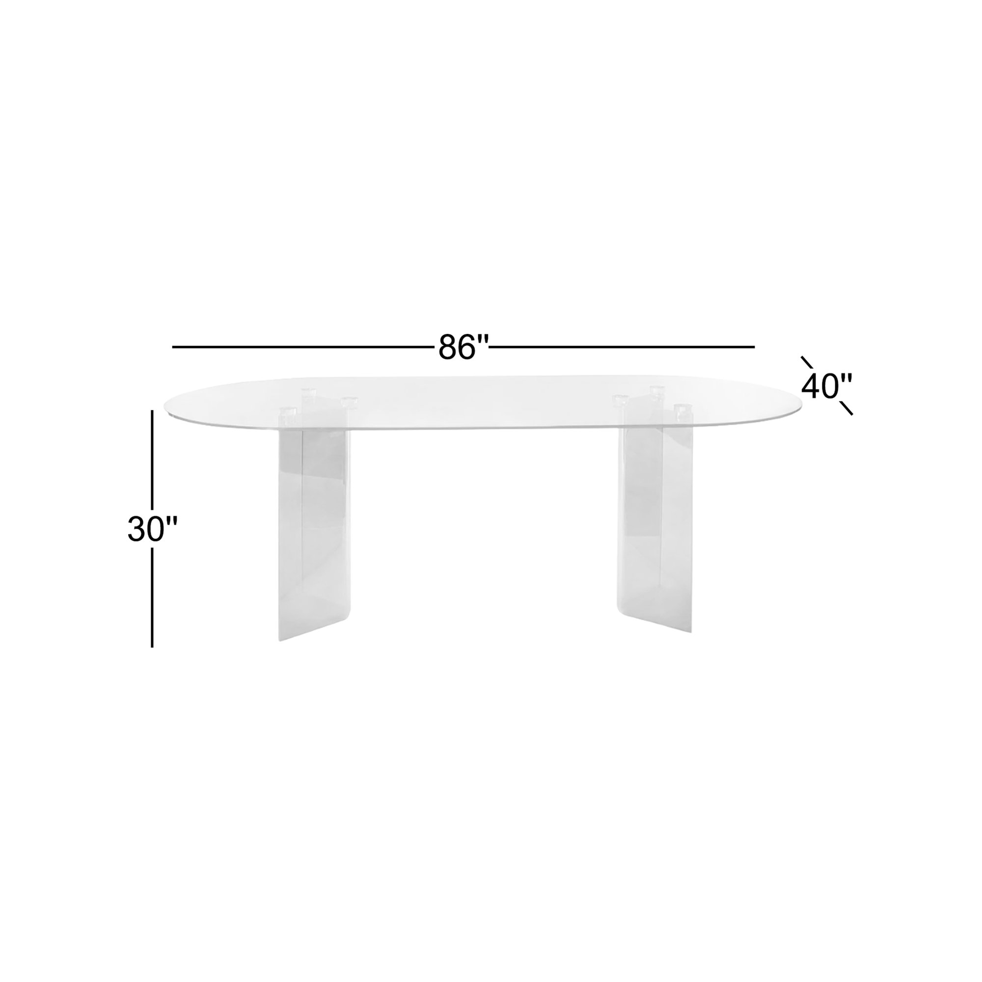 Chennai Double Pedestal Oval Dining Table In Iridescent Glass And Acrylic