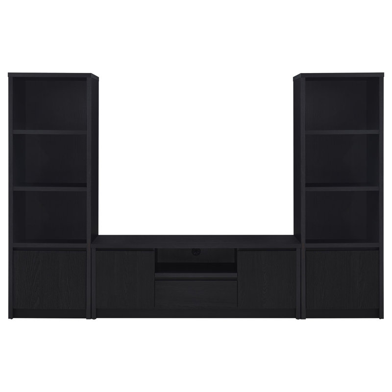 Canton 3-Piece Entertainment Center TV Stand Black, 70.5" H x 107" W x 15.5"D