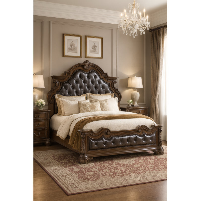 Lit traditionnel en cuir Chamberlain, Grand