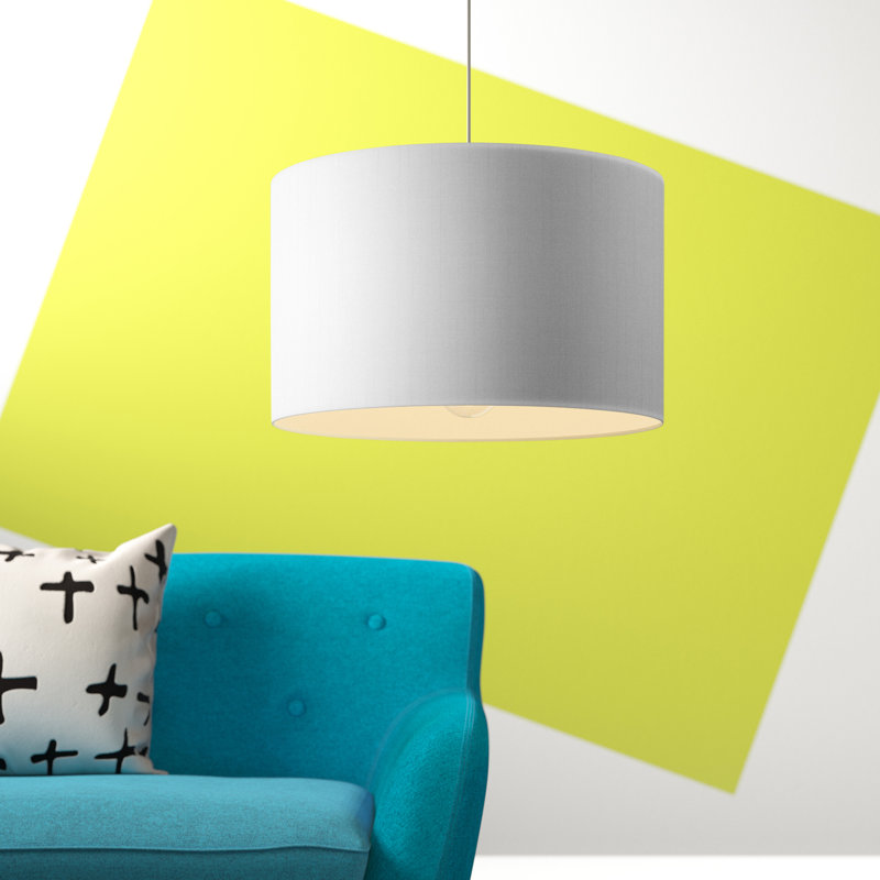 Polyester Drum Lamp Shade ( Screw On ), 20cm H x 30cm W x 30cm D, Silver Grey