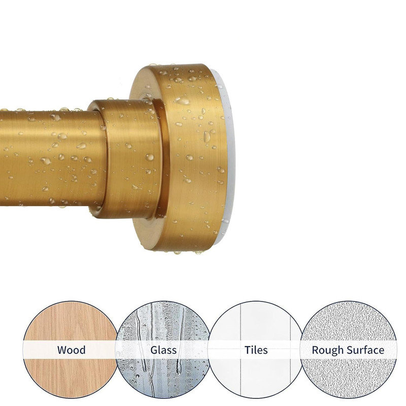 Adjustable Brushed Gold Stainless Steel Tension Shower Rod 34-82 Inches