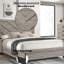 Grand lit gris avec configuration à 4 et 4 pieds, structure en bois, matelas de 8 po recommandé, capacité de poids de 220 lb
