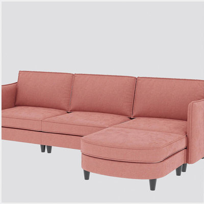 Grand canapé à 3 places de 107,8 pouces, canapé en L avec repose-pieds amovible, avec poches sur les accoudoirs, canapé en tissu moderne, convenant au salon, à l’appartement, au bureau
