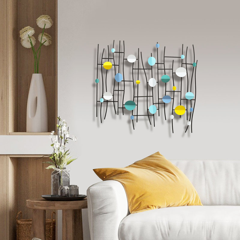 36" W Modern Metal Wall Decor, Abstract Geometric Accent Wall Art