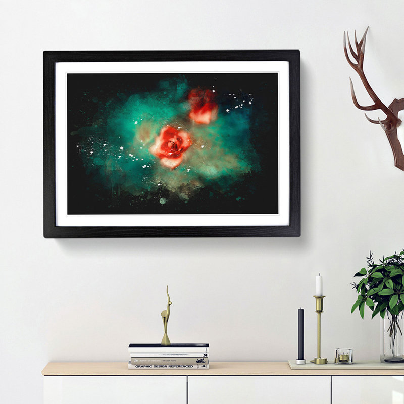 Rose Garden - Picture Frame Graphic Art, 62cm H x 87cm W x 2cm D, Black Framed