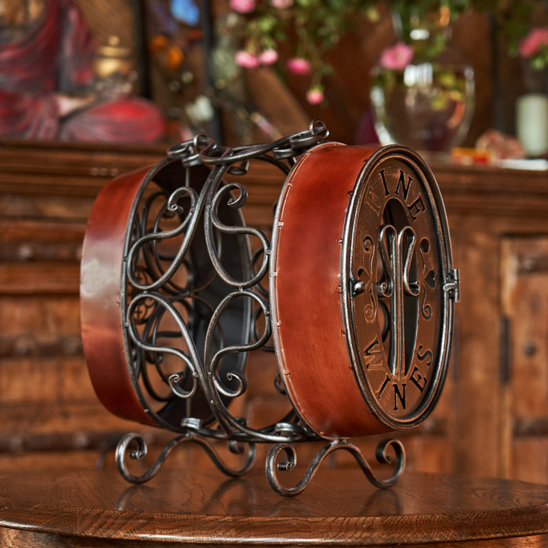 15.75" Tall Oval Barrel-Shaped Wine Bottle Rack with Handle "Setúbal"