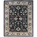 Hand-Knotted High-Quality Black and Ivory Area Rug