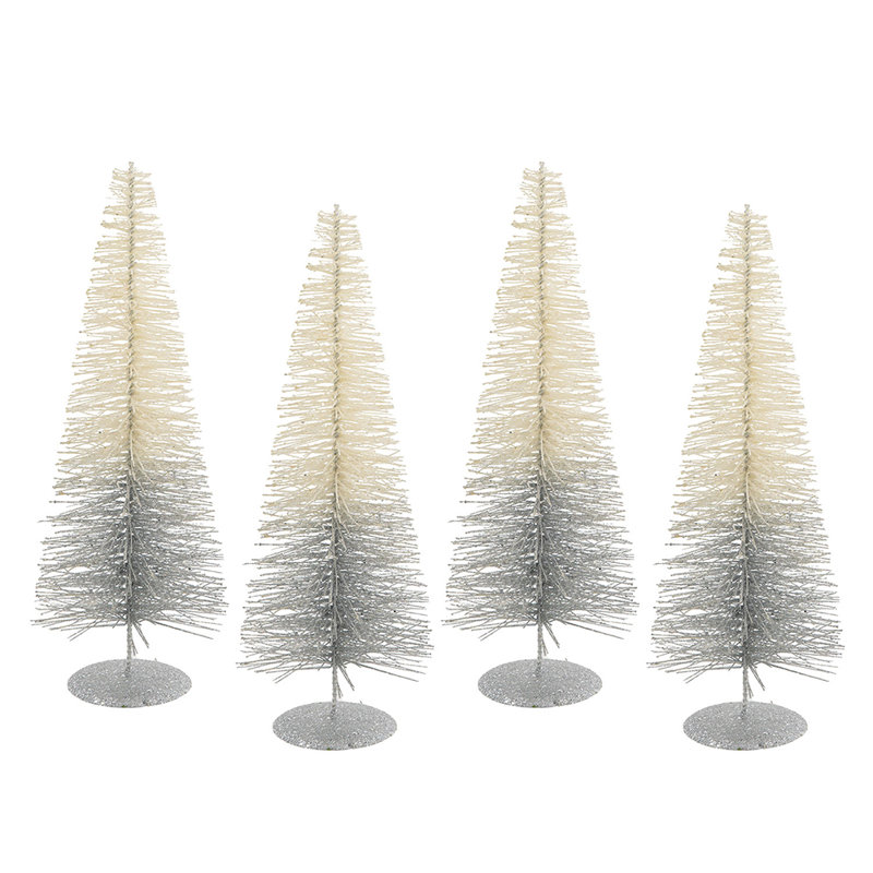 Ombre Trees - 15.7"H - Set of 4 - White/Silver