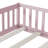 Kids Bed Soild Wood Platform Floor Bed With Safety Guardrails And Door For Bedrooms-925506647-925506644