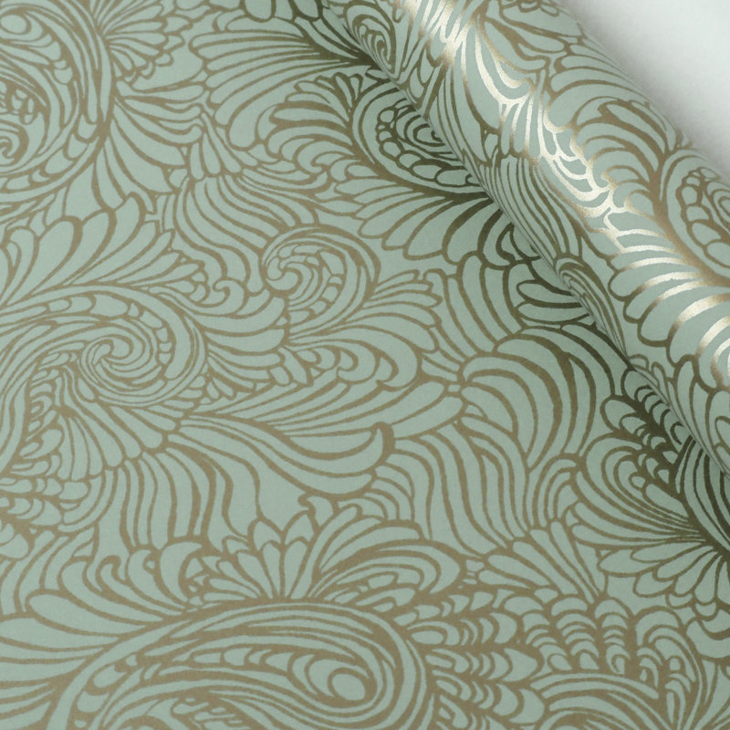 Rouleau de fleurs à motif cachemire, Vert/brun