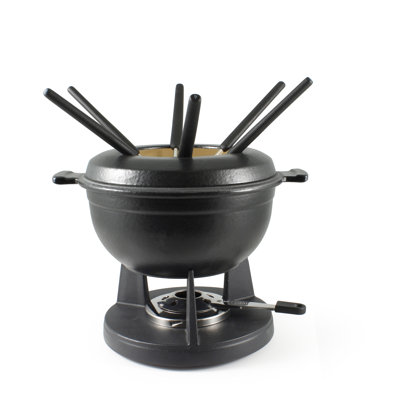 Swissmar Lucerne 10 Piece Cast Iron Fondue Set Matte Black