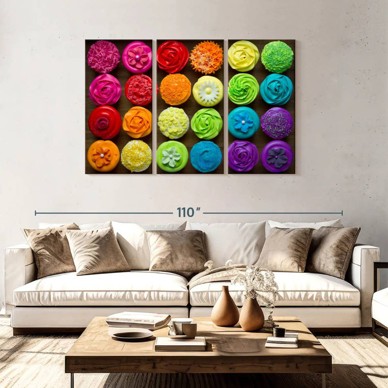 Yarlin Rainbow Cupcakes, 20" H x 33" W