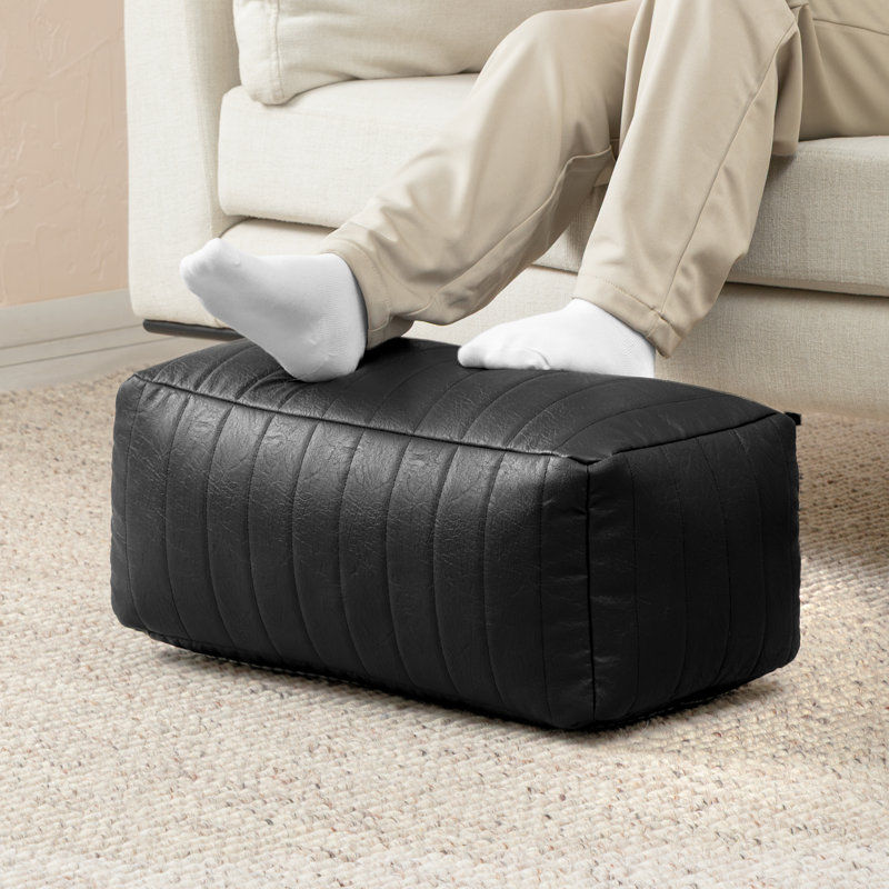 Adelene Jae Florence Footrest - 20X12X10, Camel, Faux Leather
