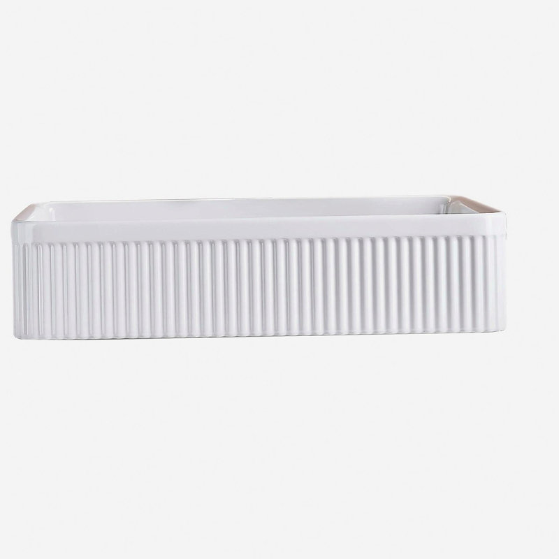 Lavabo vasque de salle de bain rectangulaire blanc en céramique avec bonde