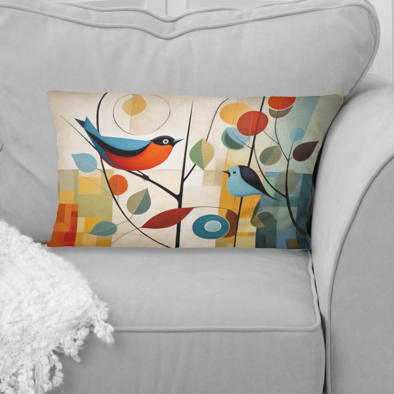 Green Mid Century Mod Nature III - Abstract Midcentury Printed Throw Pillow