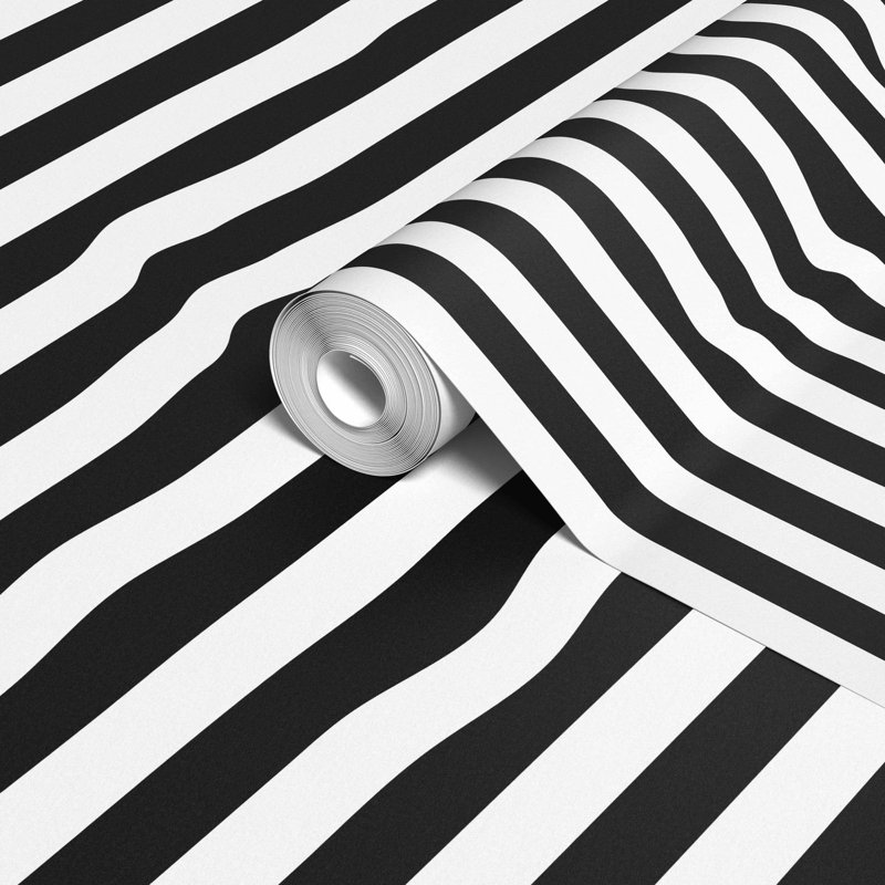 Warped Vertical Stripe Wallpaper, Black/White