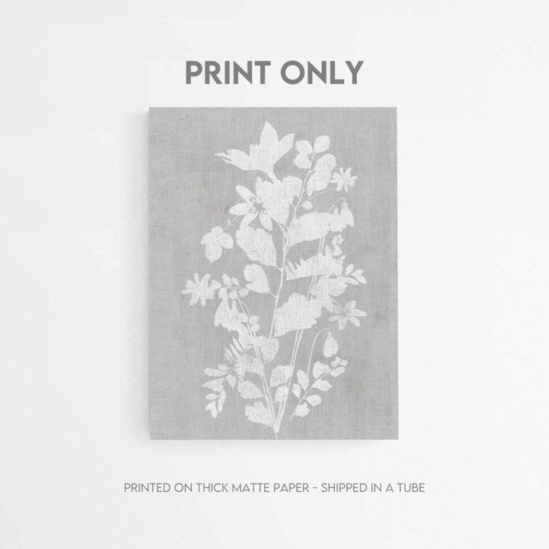 Silhouette botanique I - impression d'art floral neutre, Ne s’applique pas, H 16 po x l 12 po, Impression sans cadre