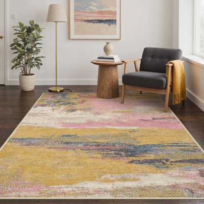 Lucchesi Abstract Machine Washable Area Rug