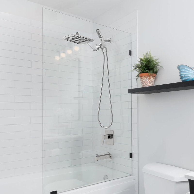 All-Metal 12-Inch Dual Rain And Handheld Shower Combo With Adjustable Arm