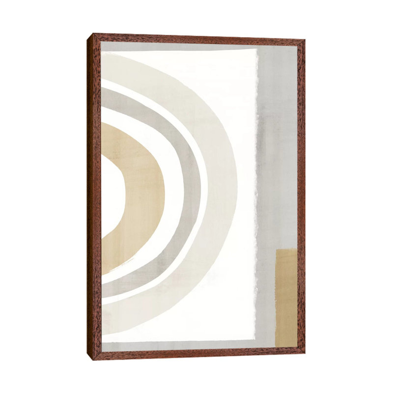 Pastel Colour Block 1 Piece Painting on Canvas, 101.6 cm H x 66.04 cm W, Classic Brown Wood Framed