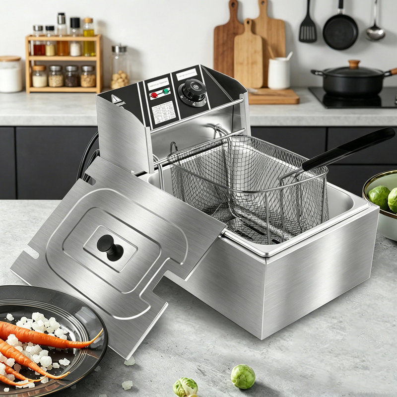 Deep Fryer - 4-Liter Electric Oil Fryer - 1 Large Basket - Stainless-Steel Cooker