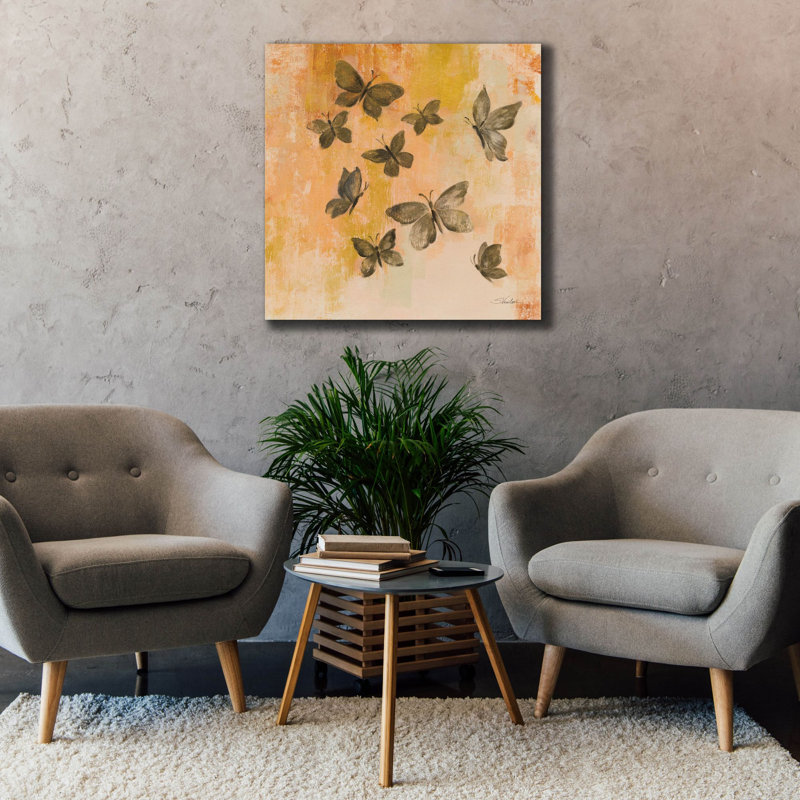  «Butterfly Silhouettes 2» par Silvia Vassileva, art mural sur toile, 37 po x 37 po, H 37 po x l 37 po