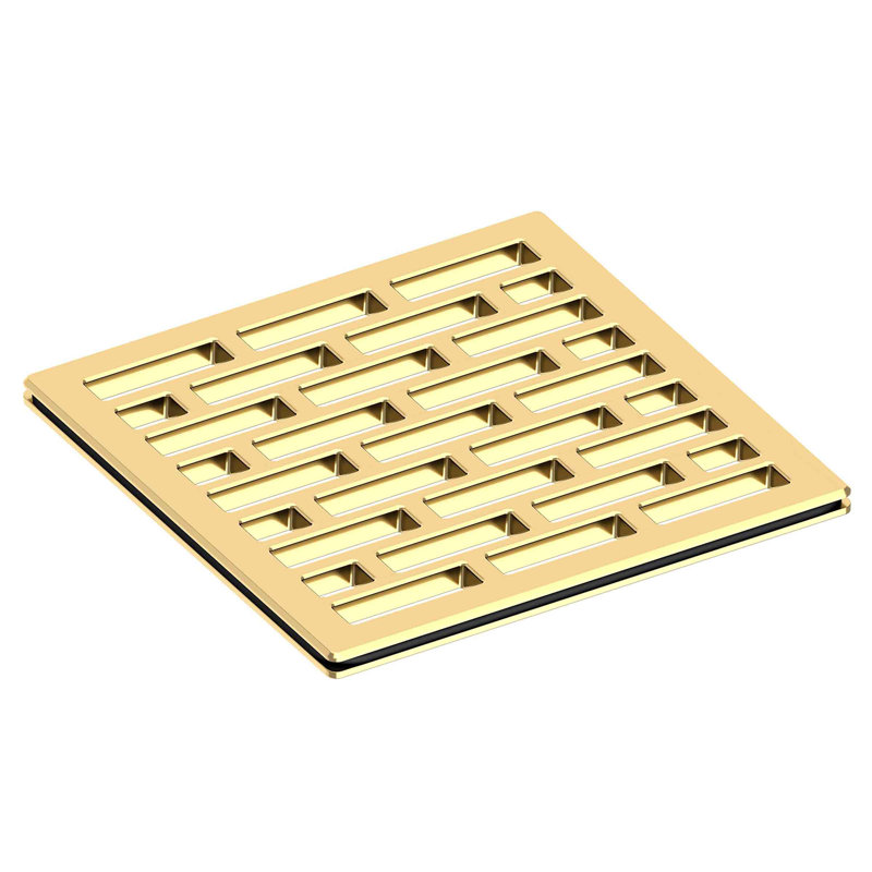 4" Square Shower Drain, Forever Brass (PVD)